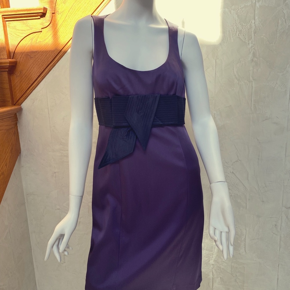 New Never Worn Kay Unger Eggplant Dress with Black bow